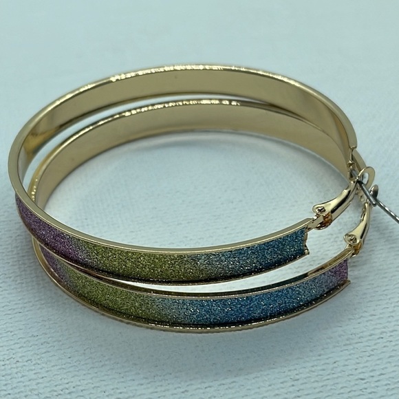 Sparkle Colorful Oversized Hoop Earrings - Picture 9 of 15